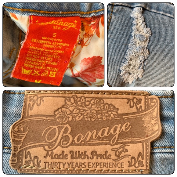 BONAGE DISTRESSED RARE PEACOCK LACE OVERLAY SHORTS - Picture 3 of 8